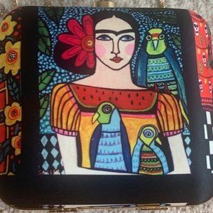 Frida Kahlo Purse Clutch Handbag With Shoulder Chain